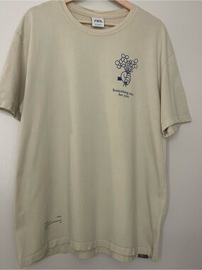 Zara “Something Nice For You”  Cream Tee XL
